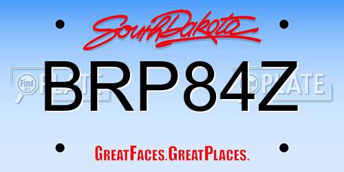 BRP84Z South Dakota License Plate