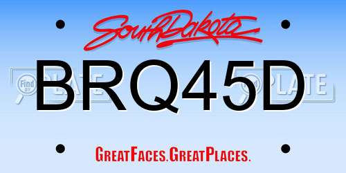 BRQ45D South Dakota License Plate
