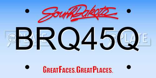 BRQ45Q South Dakota License Plate