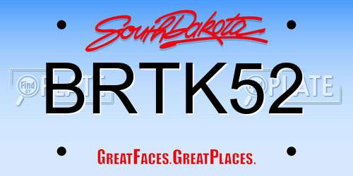 BRTK52 South Dakota License Plate