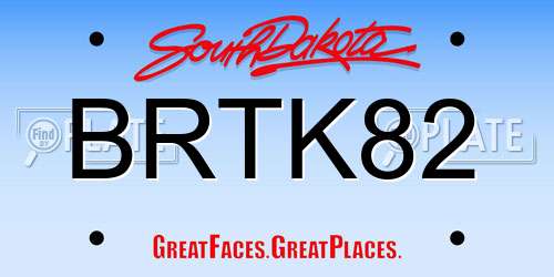 BRTK82 South Dakota License Plate