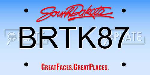 BRTK87 South Dakota License Plate