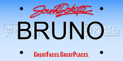 BRUNO South Dakota License Plate