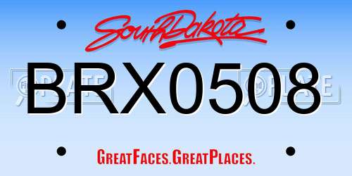 BRX0508 South Dakota License Plate