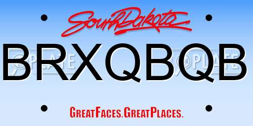 BRXQBQB South Dakota License Plate