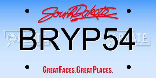BRYP54 South Dakota License Plate