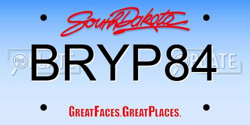 BRYP84 South Dakota License Plate