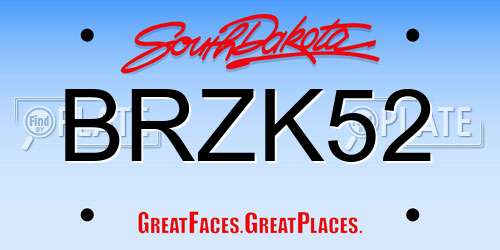 BRZK52 South Dakota License Plate