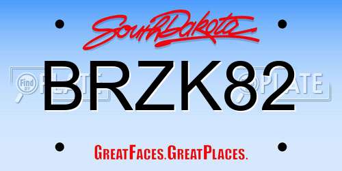 BRZK82 South Dakota License Plate