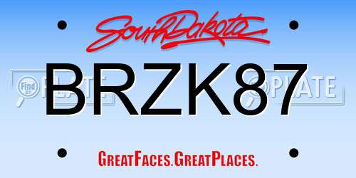 BRZK87 South Dakota License Plate