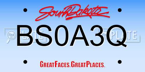 BS0A3Q South Dakota License Plate