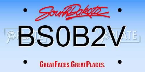 BS0B2V South Dakota License Plate