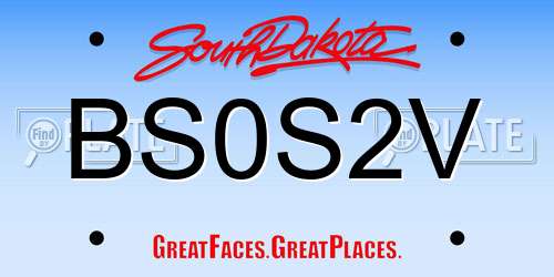 BS0S2V South Dakota License Plate