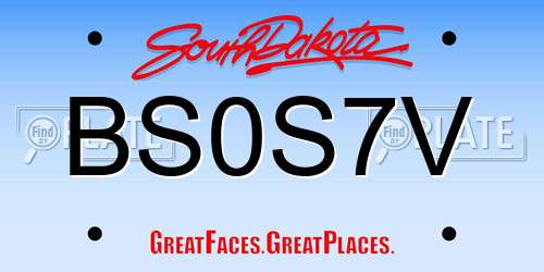 BS0S7V South Dakota License Plate