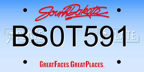 BS0T591 South Dakota License Plate