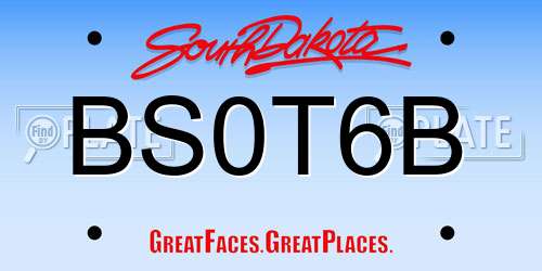 BS0T6B South Dakota License Plate
