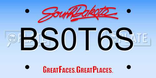 BS0T6S South Dakota License Plate