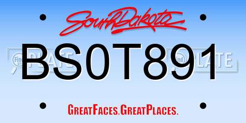 BS0T891 South Dakota License Plate