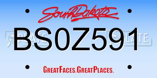 BS0Z591 South Dakota License Plate