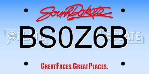 BS0Z6B South Dakota License Plate