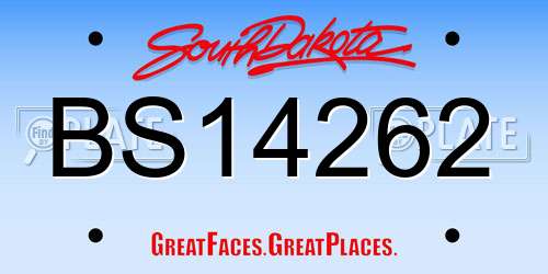 BS14262 South Dakota License Plate