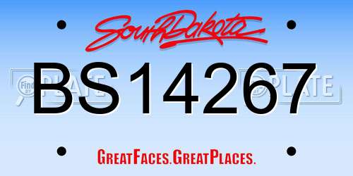 BS14267 South Dakota License Plate