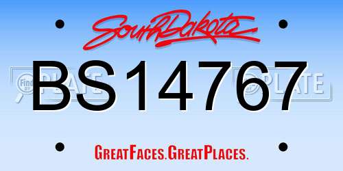 BS14767 South Dakota License Plate
