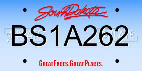BS1A262 South Dakota License Plate