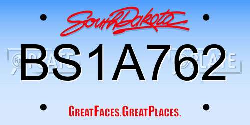 BS1A762 South Dakota License Plate