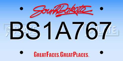 BS1A767 South Dakota License Plate