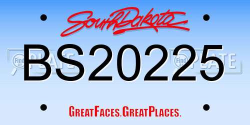 BS20225 South Dakota License Plate
