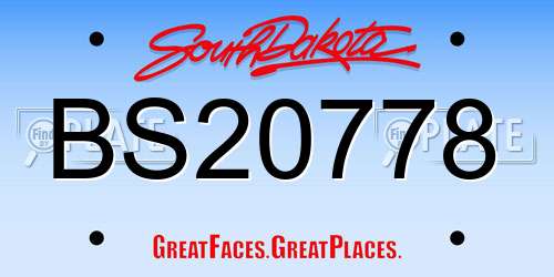 BS20778 South Dakota License Plate