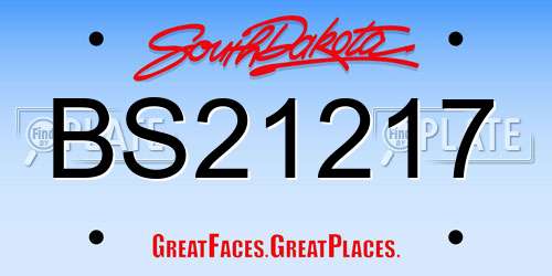 BS21217 South Dakota License Plate
