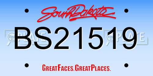 BS21519 South Dakota License Plate