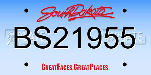 BS21955 South Dakota License Plate