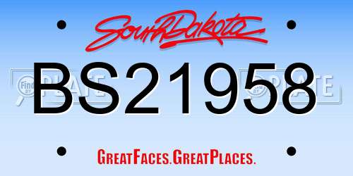 BS21958 South Dakota License Plate
