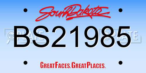 BS21985 South Dakota License Plate