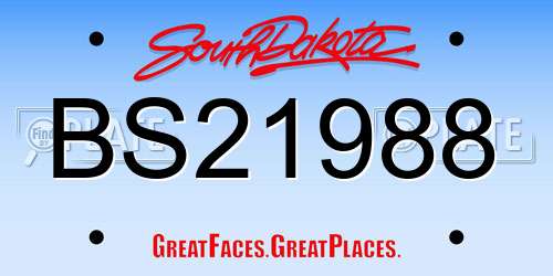 BS21988 South Dakota License Plate