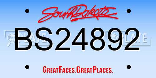 BS24892 South Dakota License Plate