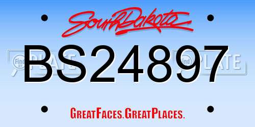BS24897 South Dakota License Plate