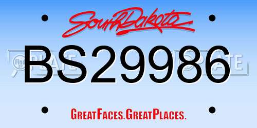BS29986 South Dakota License Plate