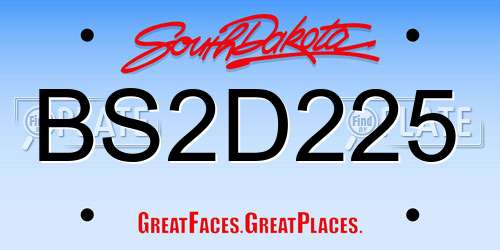 BS2D225 South Dakota License Plate