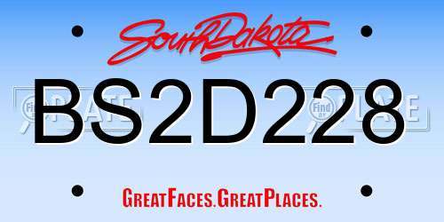BS2D228 South Dakota License Plate