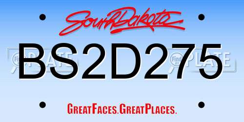 BS2D275 South Dakota License Plate
