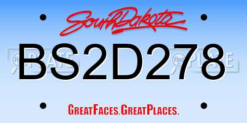 BS2D278 South Dakota License Plate