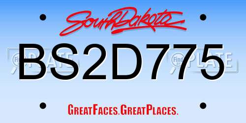 BS2D775 South Dakota License Plate
