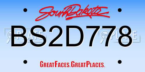 BS2D778 South Dakota License Plate