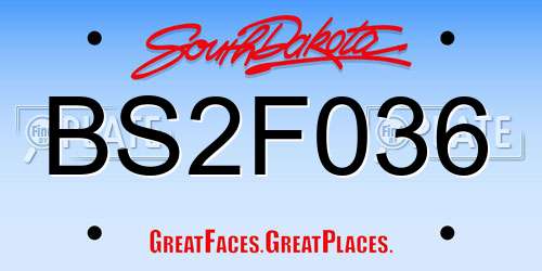 BS2F036 South Dakota License Plate