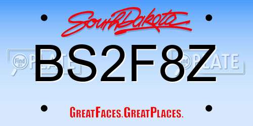 BS2F8Z South Dakota License Plate