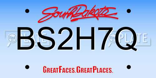 BS2H7Q South Dakota License Plate
